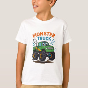 Kleurrijk Monster Truck Cartoon T-shirt voor Kinde