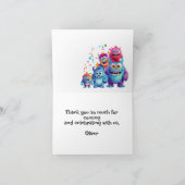 Kleurrijk monster Verjaardag Dank u kaart (Binnen)