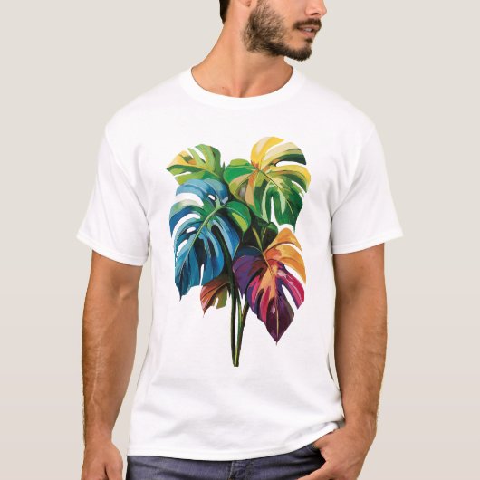 Kleurrijk Monstera Leaf T-shirt (Voorkant)
