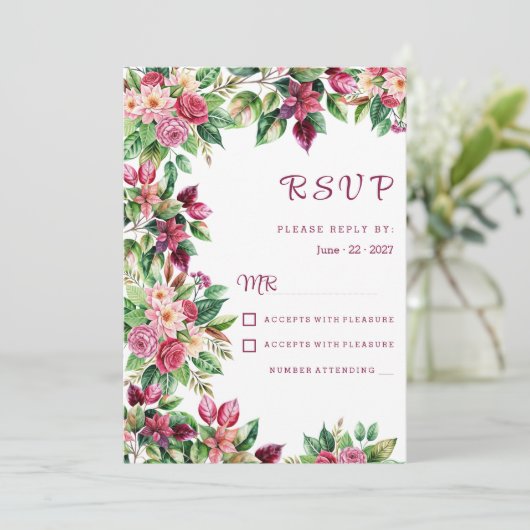 Kleurrijk mooi land bloem boeket RSVP Kaart (Staand voorkant)