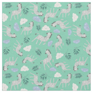 Kleurrijk mooi safari zebra paard kinder groen stof
