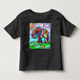 Kleurrijk, mooi schilderij van elefant kinder shirts