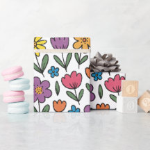 Kleurrijk Mooie Lente Bloemen Inpakpapier Rol