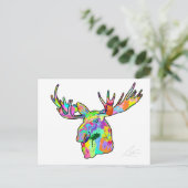 Kleurrijk Moose Painting Art White Blank Briefkaart (Staand voorkant)