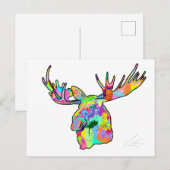 Kleurrijk Moose Painting Art White Blank Briefkaart (Voorkant / Achterkant)