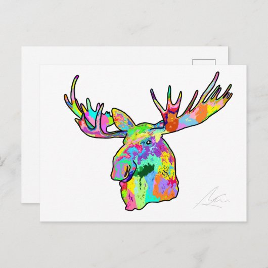 Kleurrijk Moose Painting Art White Blank Briefkaart (Voorkant / Achterkant)