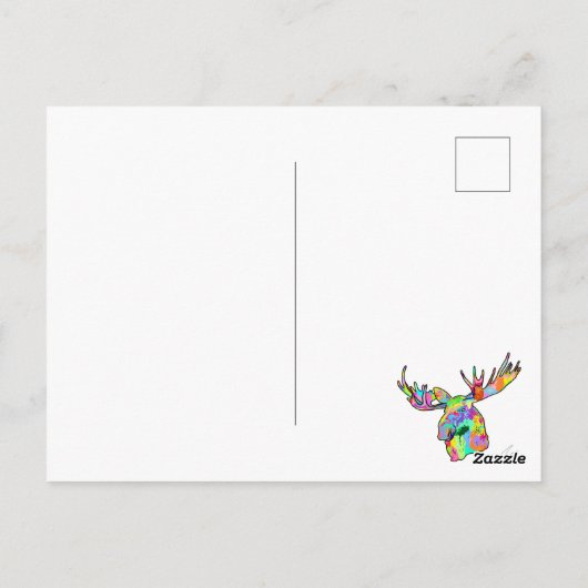 Kleurrijk Moose Painting Art White Blank Briefkaart (Achterkant)