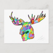 Kleurrijk Moose Painting Art White Blank Briefkaart (Voorkant)
