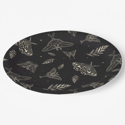 Kleurrijk mot vlinder patroon papieren bordje (Gekanteld)