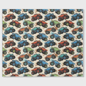 Kleurrijk Motortruck Patroon  Cadeaupapier (Vlak)