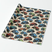Kleurrijk Motortruck Patroon  Cadeaupapier (Uitgerold)