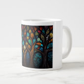 Kleurrijk Mozaïek Glas in lood Tree effect ontwerp Grote Koffiekop (Voorkant rechts)