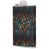 Kleurrijk Mozaïek Glas in lood Tree effect ontwerp Heupfles (Links)