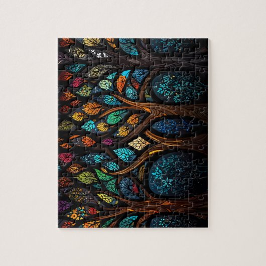 Kleurrijk Mozaïek Glas in lood Tree effect ontwerp Legpuzzel (Verticaal)