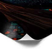 Kleurrijk Mozaïek Glas in lood Tree effect ontwerp Perfect Poster (Hoek)