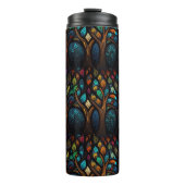 Kleurrijk Mozaïek Glas in lood Tree effect ontwerp Thermosbeker (Voorkant)
