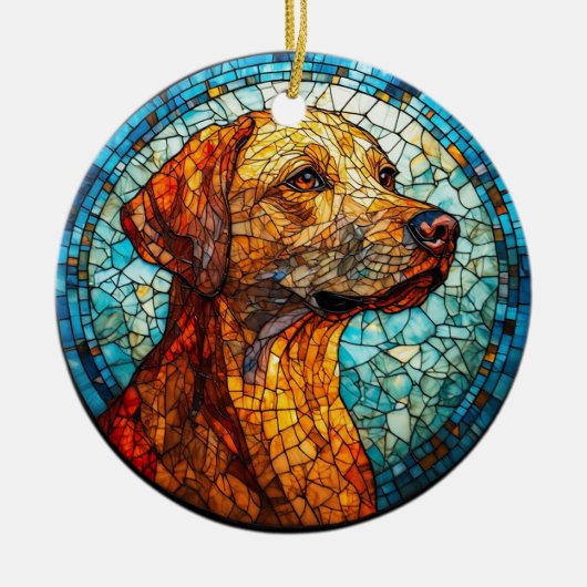 Kleurrijk Mozaïek Hond Keramisch Ornament (Voorkant)