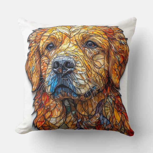 Kleurrijk Mozaïek Hond Kussen (Voorkant)
