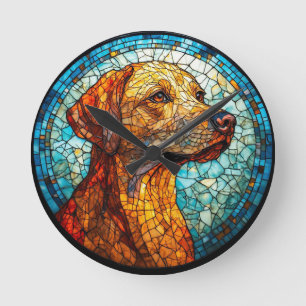 Kleurrijk Mozaïek Hond Ronde Klok