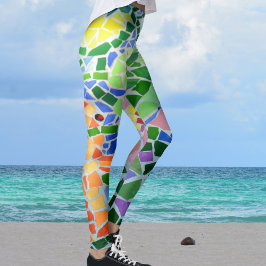 Kleurrijk Mozaïek Koi Vijver Leggings