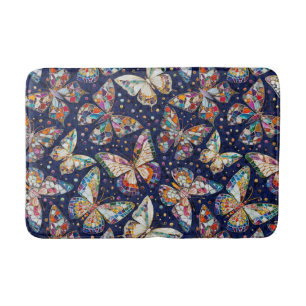 Kleurrijk mozaïek vlinder patroon badmat