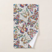 Kleurrijk Mozaïek Vlinder patroon op parel Bad Handdoek (Handdoek)