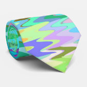 Kleurrijk mozaïekgolfpatroon #4 stropdas (Opgerold)