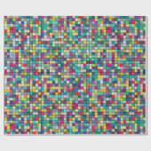 Kleurrijk mozaïekpatroon, geometrische vierkantspa cadeaupapier (Vlak)