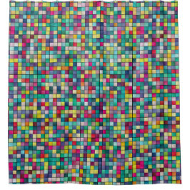 Kleurrijk mozaïekpatroon, geometrische vierkantspa douchegordijn