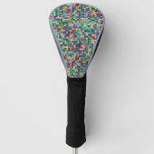 Kleurrijk mozaïekpatroon, geometrische vierkantspa golfheadcover (Voorkant)