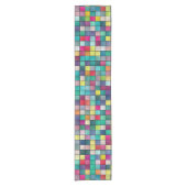 Kleurrijk mozaïekpatroon, geometrische vierkantspa korte tafelloper (Voorkant)