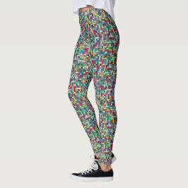 Kleurrijk mozaïekpatroon, geometrische vierkantspa leggings
