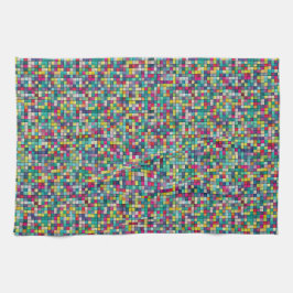 Kleurrijk mozaïekpatroon, geometrische vierkantspa theedoek