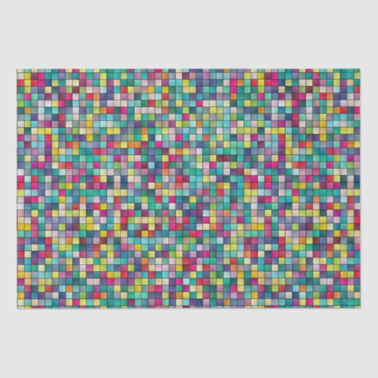 Kleurrijk mozaïekpatroon, geometrische vierkantspa tissuepapier (Voorkant)