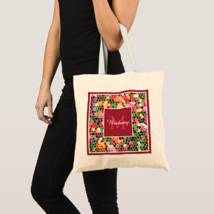 Kleurrijk mozaïekpatroon gepersonaliseerd tote bag