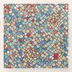 Kleurrijk mozaïekpatroon glazen onderzetter