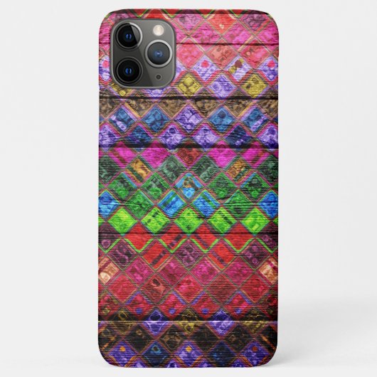 Kleurrijk mozaïekpatroon houtlook Case-Mate iPhone case (Achterkant)