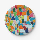 Kleurrijk mozaïekpatroon papieren bordje (Voorkant)