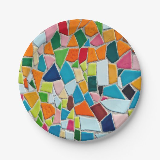 Kleurrijk mozaïekpatroon papieren bordje (Voorkant)