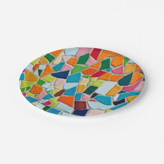 Kleurrijk mozaïekpatroon papieren bordje (Gekanteld)