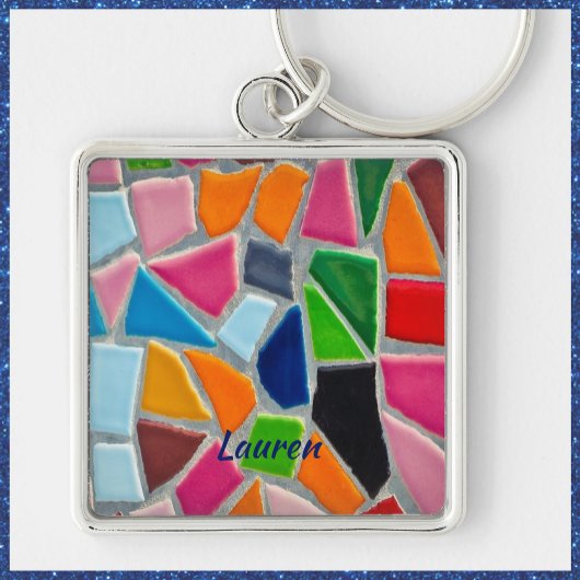 Kleurrijk mozaïekpatroon sleutelhanger