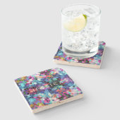 Kleurrijk mozaïekpatroon stenen onderzetter (Zijkant)