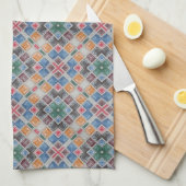 Kleurrijk Mozaïektegelpatroon Theedoek (Quarter Fold)