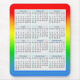 Kleurrijk muismatje kalender voor 2016 muismat