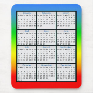 Kleurrijk muismatje kalender voor 2016 muismat