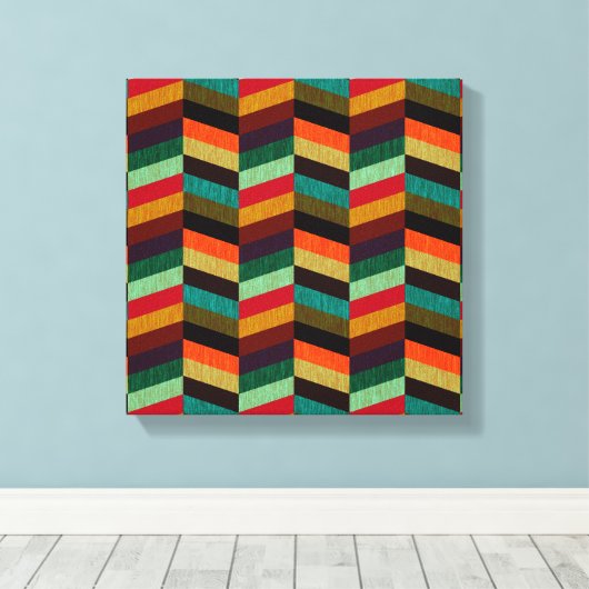 Kleurrijk multi-gekleurd visgraatpatroon canvas afdruk (Insitu (Houten vloer))