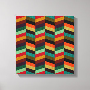 Kleurrijk multi-gekleurd visgraatpatroon canvas afdruk