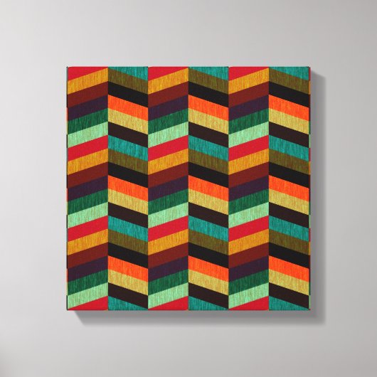 Kleurrijk multi-gekleurd visgraatpatroon canvas afdruk (Voorkant)