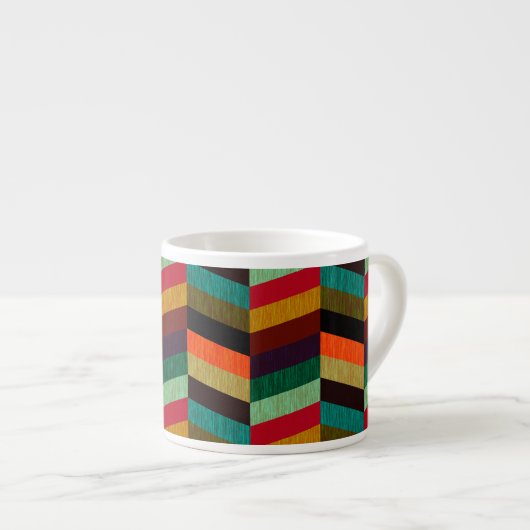 Kleurrijk multi-gekleurd visgraatpatroon espresso kop (Voorkant rechts)