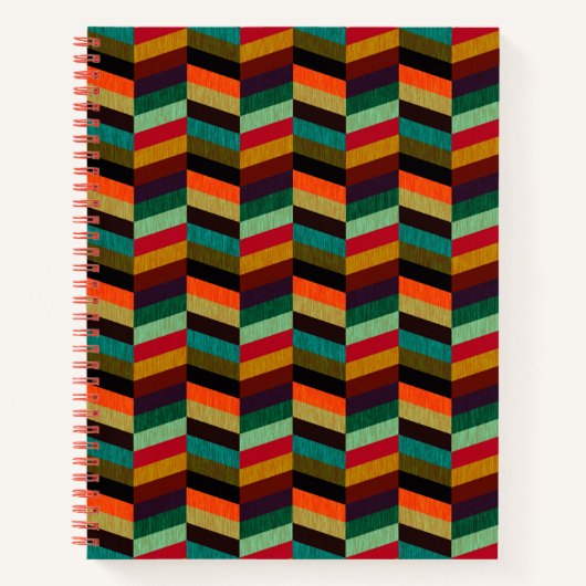 Kleurrijk multi-gekleurd visgraatpatroon notitieboek (Voorkant)